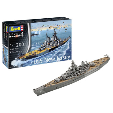 KIT PARA MONTAR REVELL NAVIO DE GUERRA USS NEW JERSEY 1/1200 45 PEÇAS REV 05183